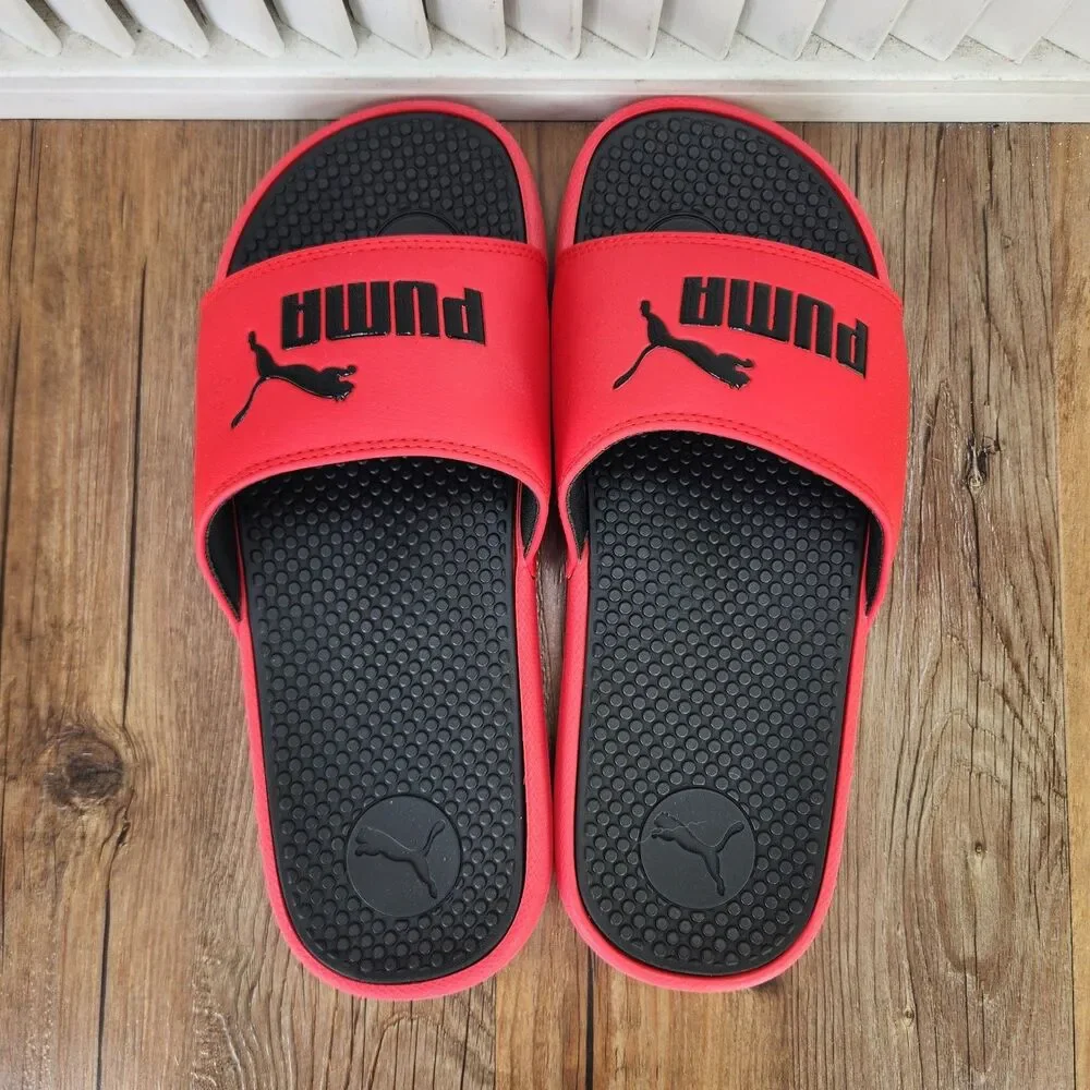 Puma Cool Cat BX JR Slides Junior Sz 7C High Risk Red Puma Black Slip On Sandals